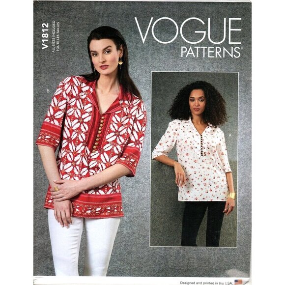Vogue V1812 Misses XS to XXL Pullover Tunic Top UNCUT Sewing Pattern - Picture 1 of 2